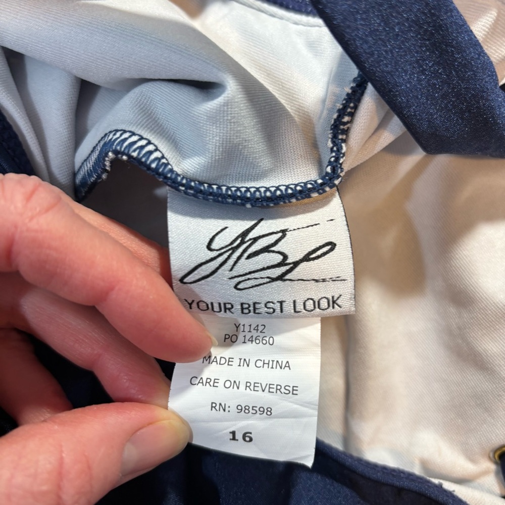 InGear Your Best Look navy lace up bathing suit one piece swim size 16 NWT - Picture 10 of 13